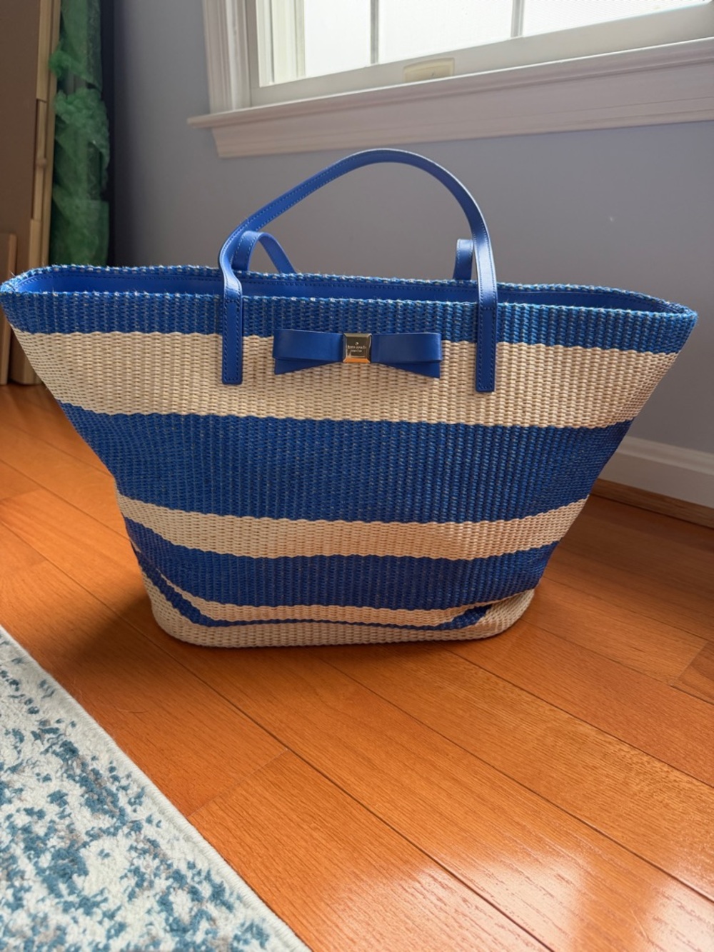 Blue and Cream Striped Women’s beach bag